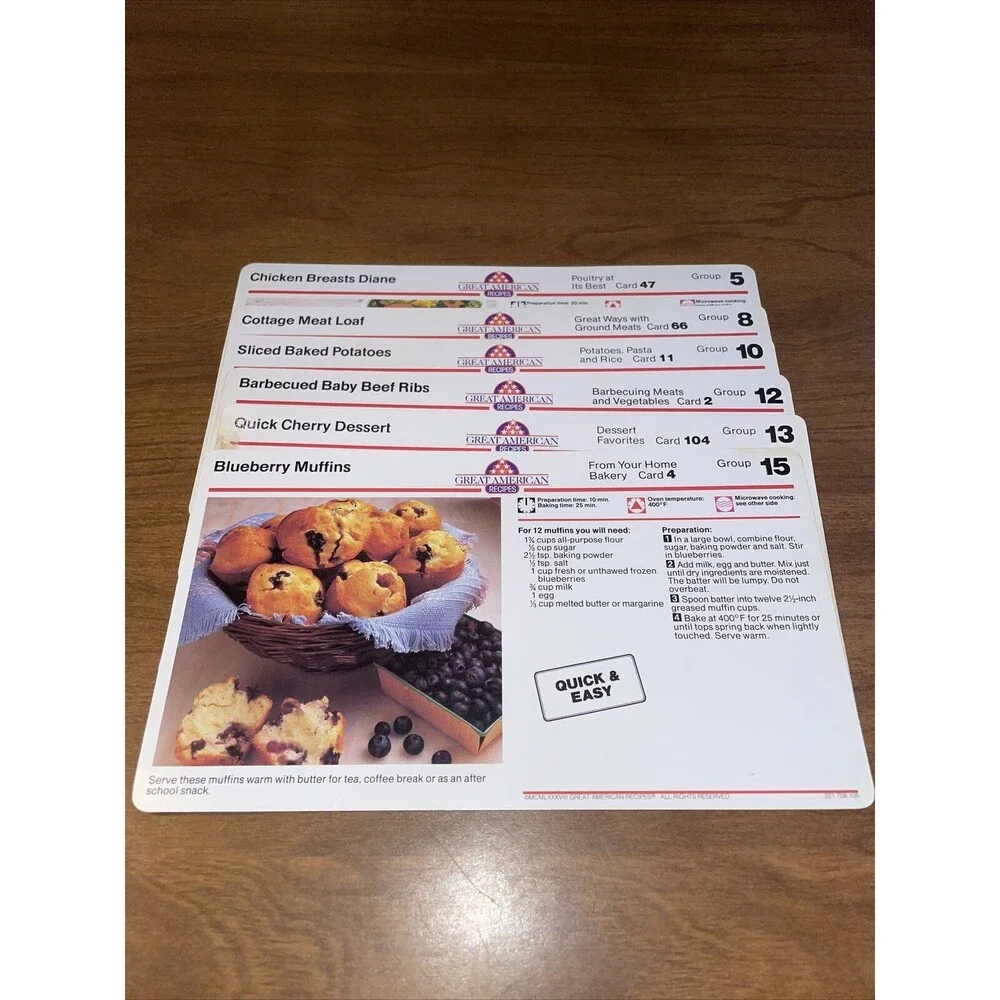 Great American Recipes Lot Of 6 Recipe Cards